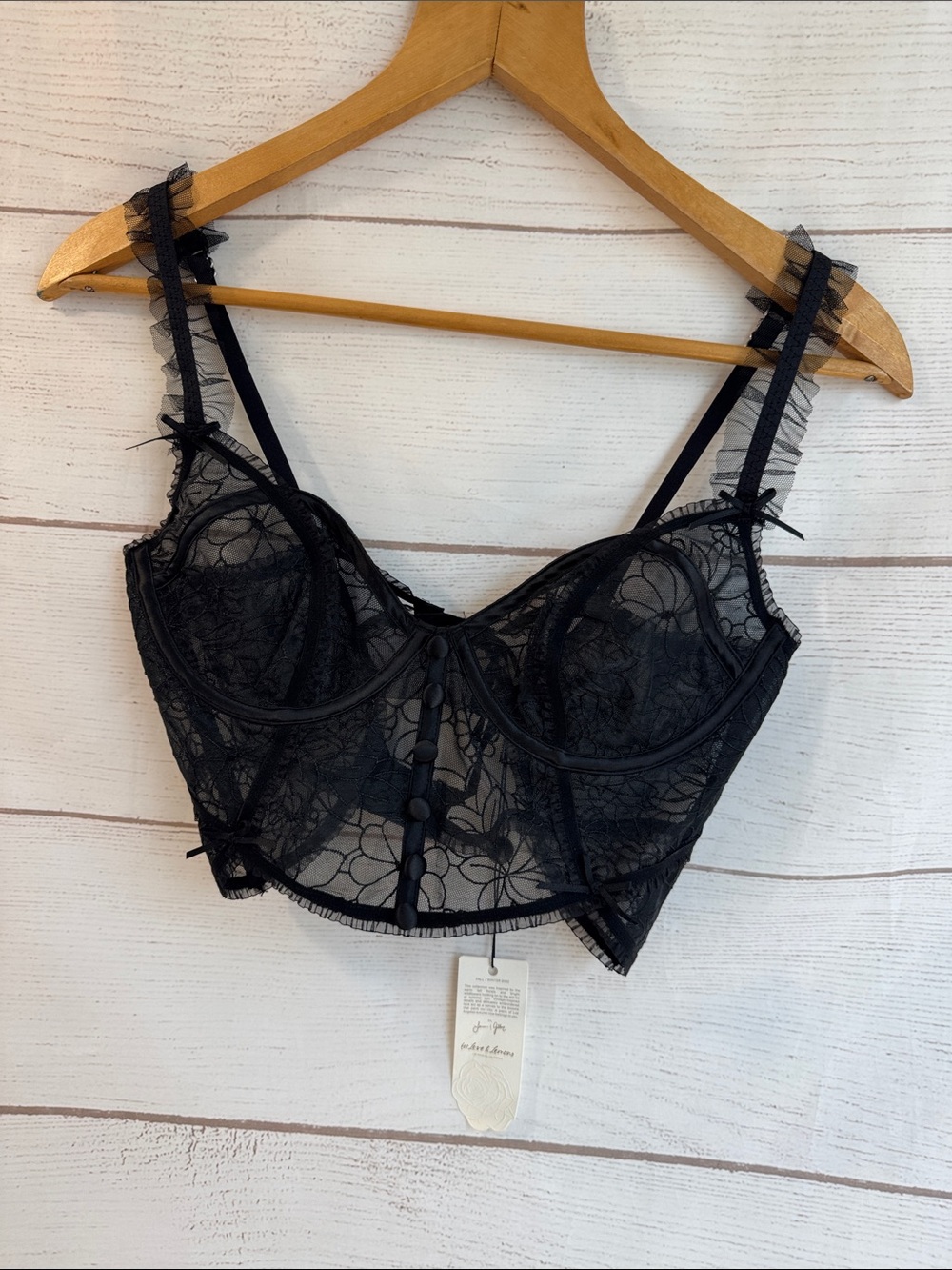 Women's black For Love And Lemons Black Lace Bra NWT 36B